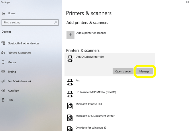 Printers and Scanners - Windows
